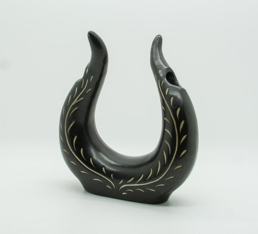 ELISABETH LOHOLT Black Glazed Asymmetrical Double Ceramic Vase Mollaris.com