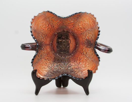FENTON Carnival Glass Amethyst PERSIAN MEDALLION Bonbon Card Tray Mollaris.com
