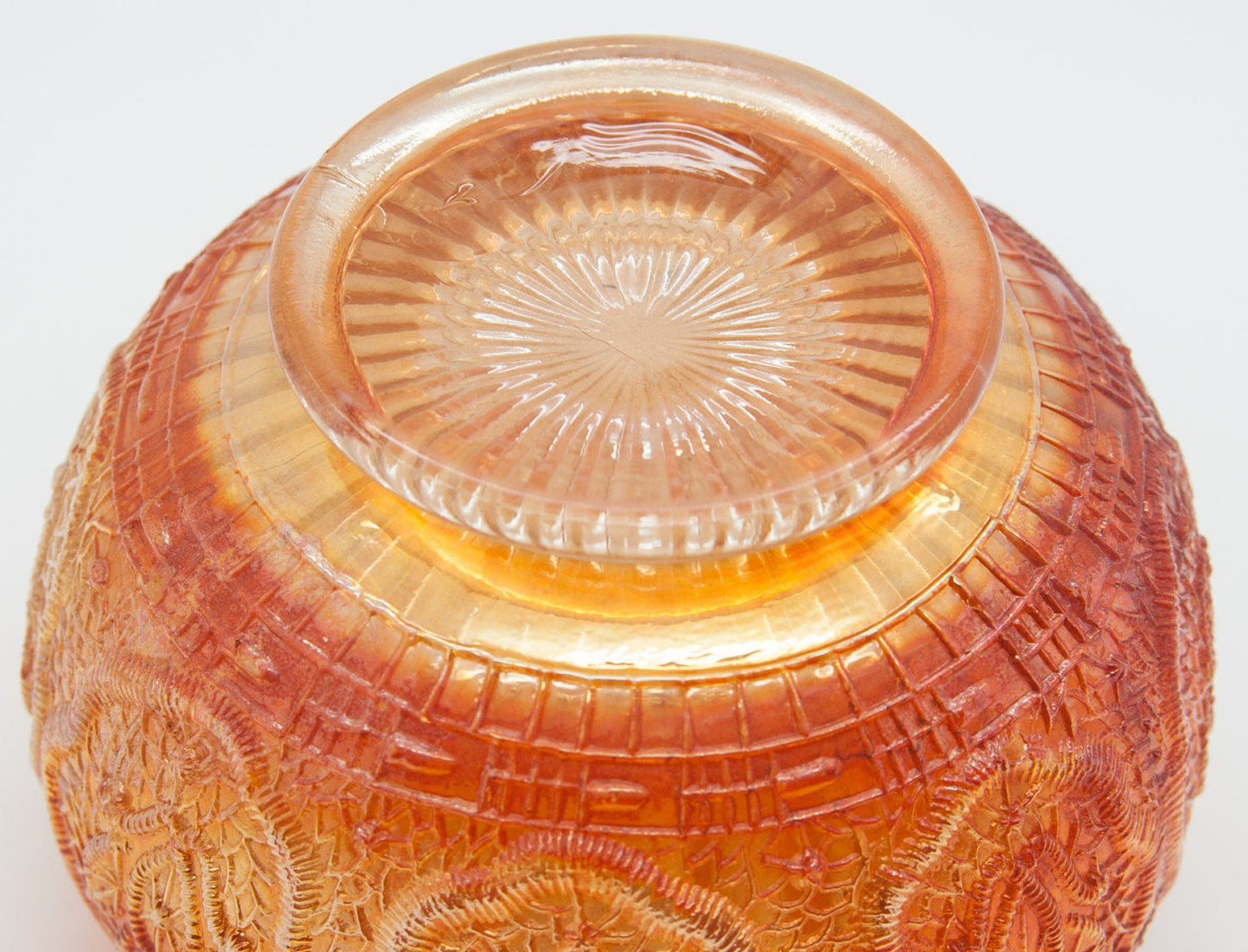 FENTON Carnival Glass Marigold PERSIAN MEDALLION Rosebowl Mollaris.com
