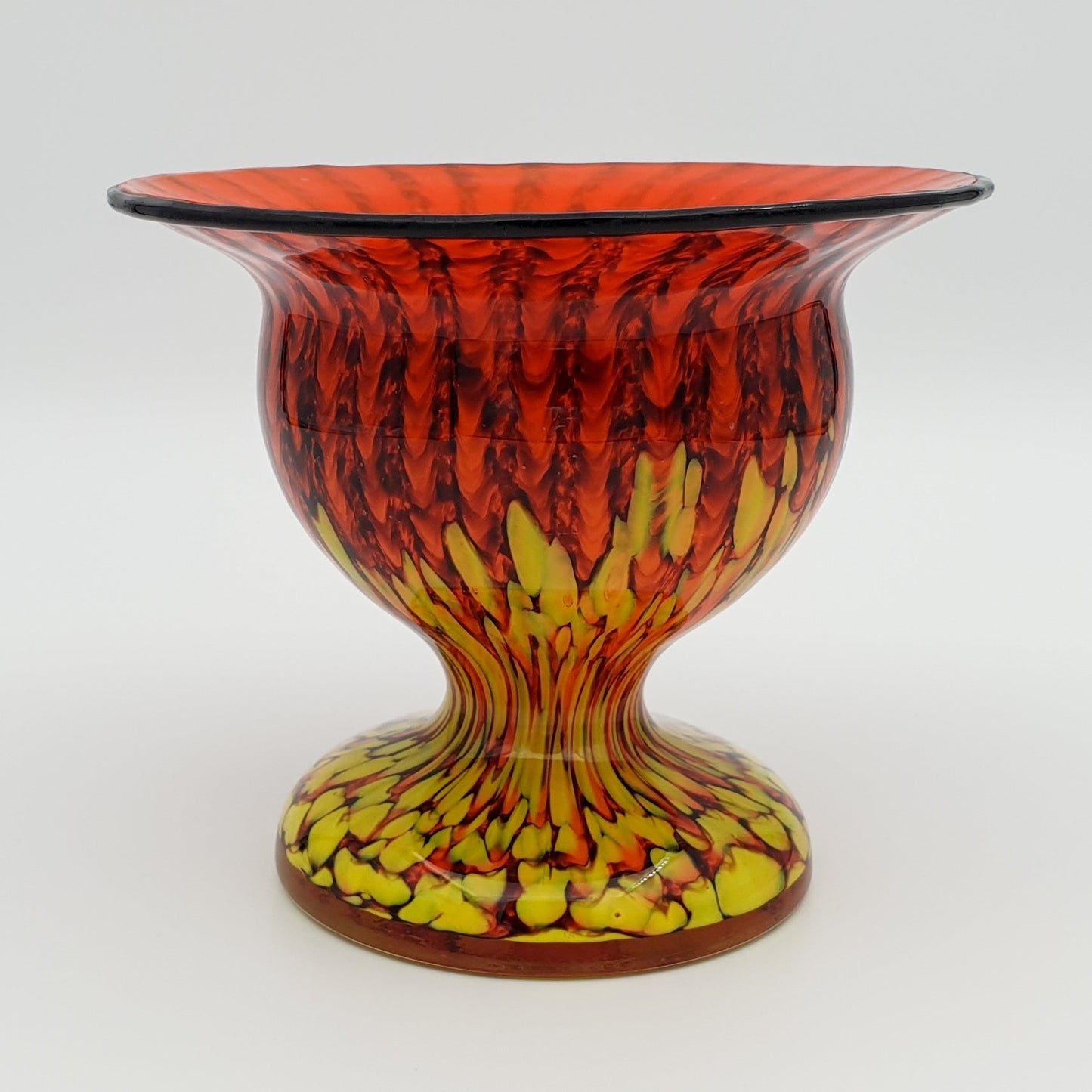 FRANZ WELZ Art Deco Stripes and Spots Glass Compote Mollaris.com