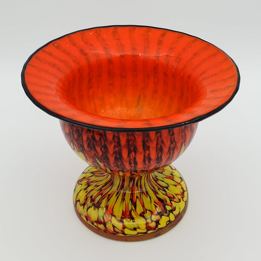 FRANZ WELZ Art Deco Stripes and Spots Glass Compote Mollaris.com
