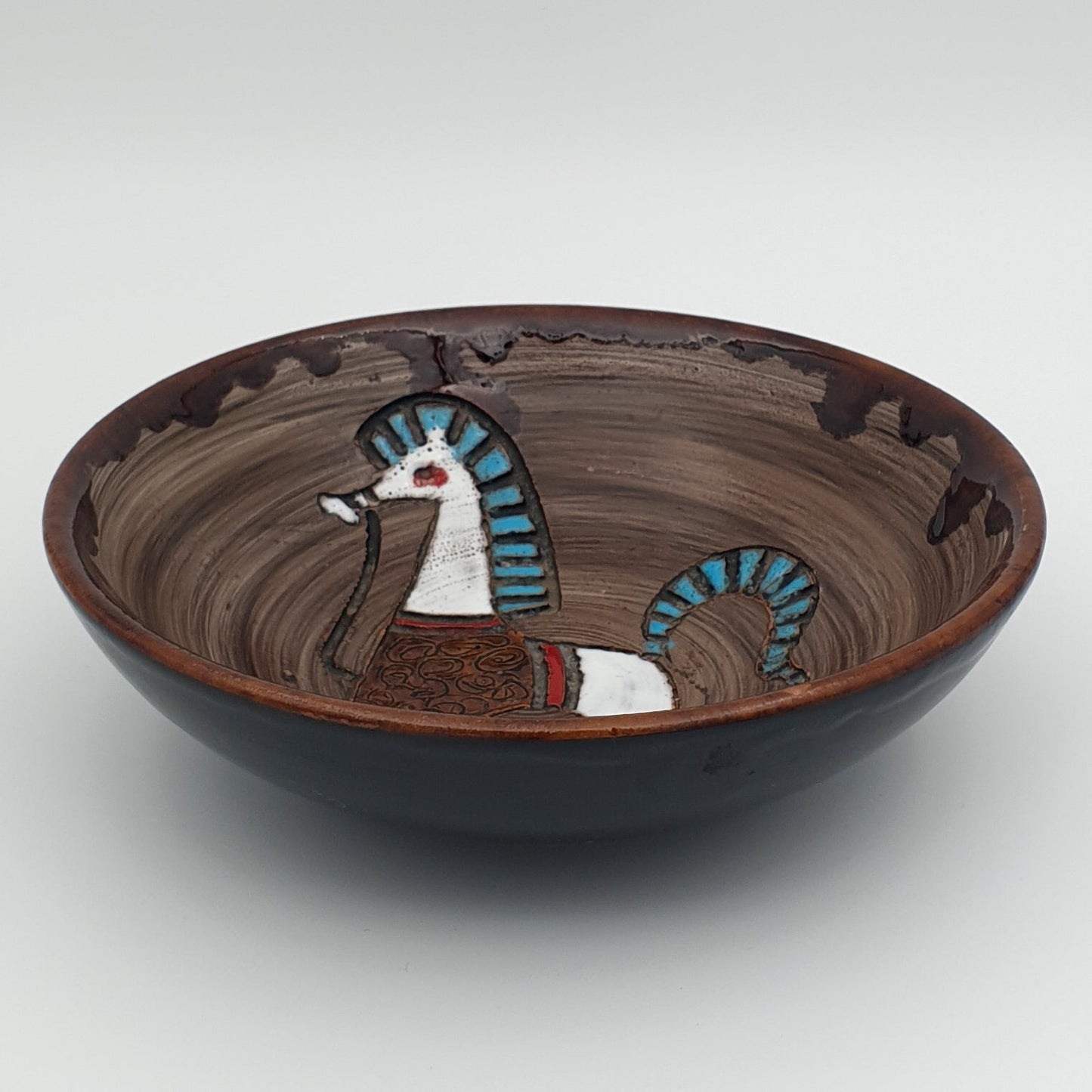 FRATELLI FANCIULLACCI Horse Sgrafitto Decorated Ceramic Bowl Mollaris.com