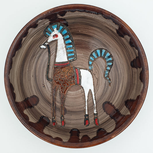 FRATELLI FANCIULLACCI Horse Sgrafitto Decorated Ceramic Bowl Mollaris.com