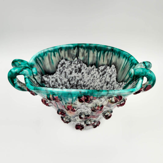 FRATELLI FANCIULLACCI Stars Decorated Burgundy Red Glazed Fan-shaped Ceramic Vase Mollaris.com