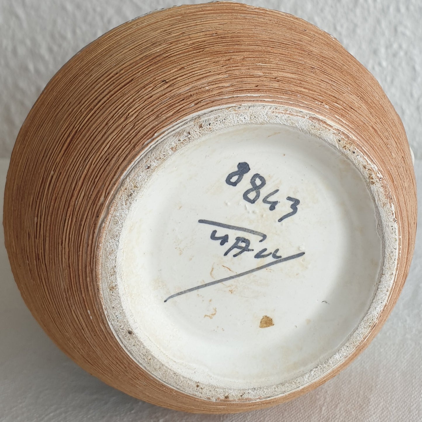 FRATELLI FANCIULLACCI White Blue Yellow Sgrafitto Decorated Ceramic Vase Mollaris.com