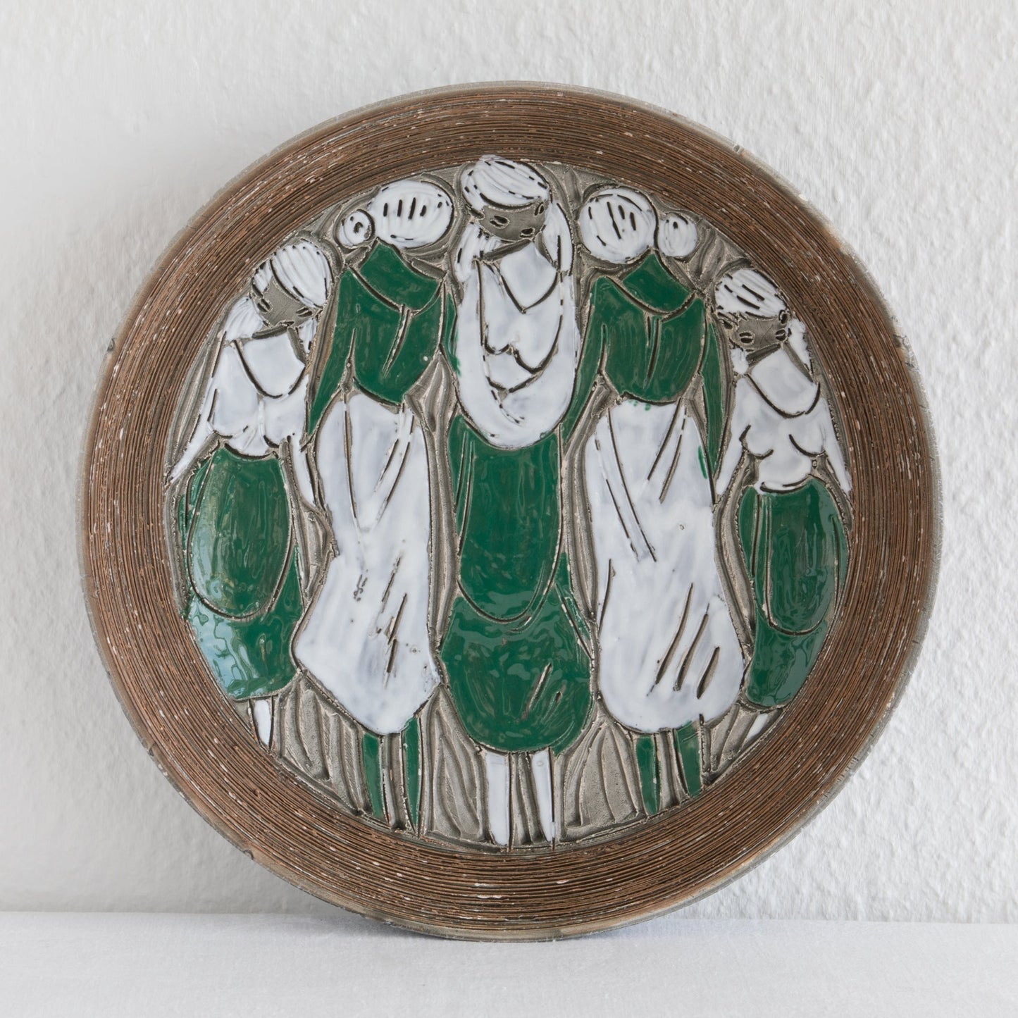 FRATELLI FANCIULLACCI White Green Sgrafitto Decorated Ceramic Bowl Mollaris.com