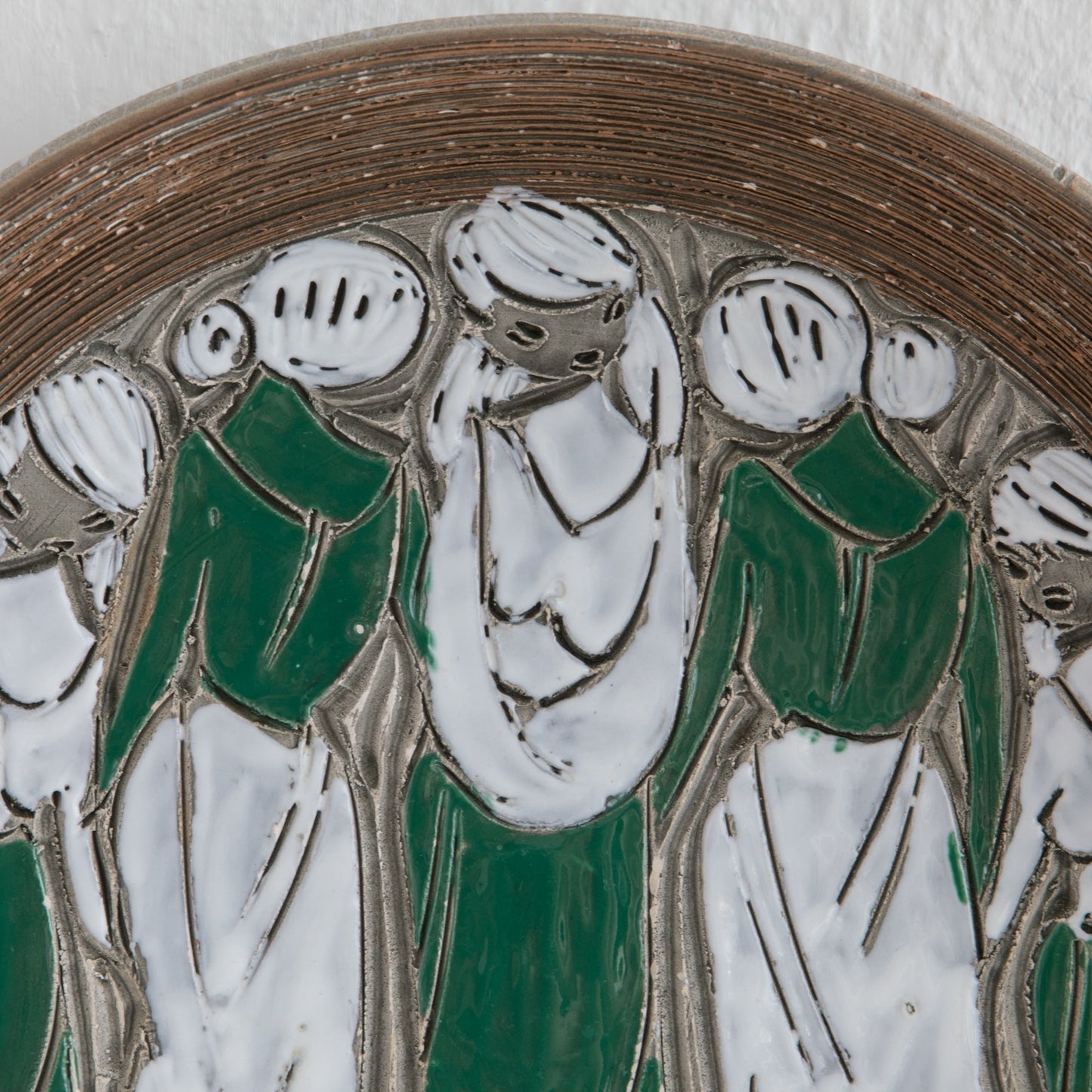FRATELLI FANCIULLACCI White Green Sgrafitto Decorated Ceramic Bowl Mollaris.com