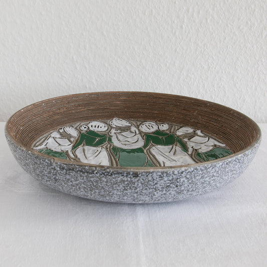 FRATELLI FANCIULLACCI White Green Sgrafitto Decorated Ceramic Bowl Mollaris.com