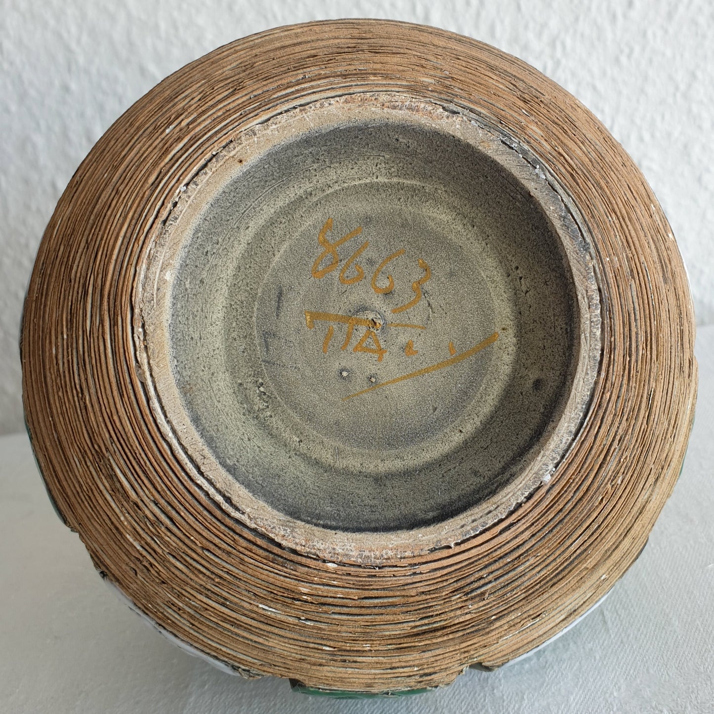 FRATELLI FANCIULLACCI White Green Sgrafitto Decorated Ceramic Vase Mollaris.com
