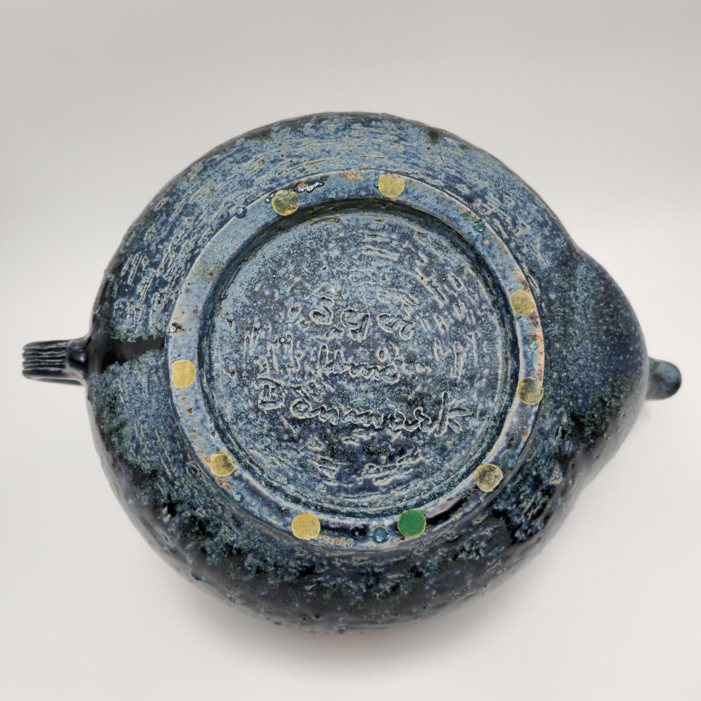 FRIDTJOF SEJERSEN Sejer Keramik Unique Monumental Sgrafitto Dark Blue Glazed Stoneware Teapot Mollaris.com