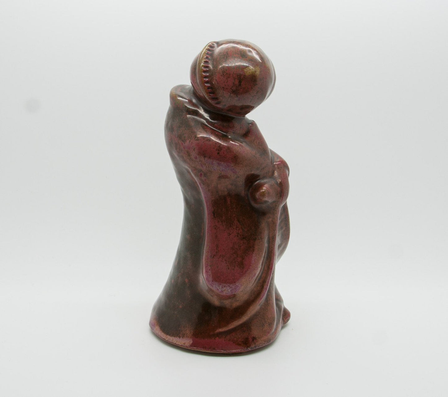 GERTRUD KUDIELKA L. Hjorth Deep Red & Brown Glazed Oriental Woman Stoneware Sculpture Mollaris.com