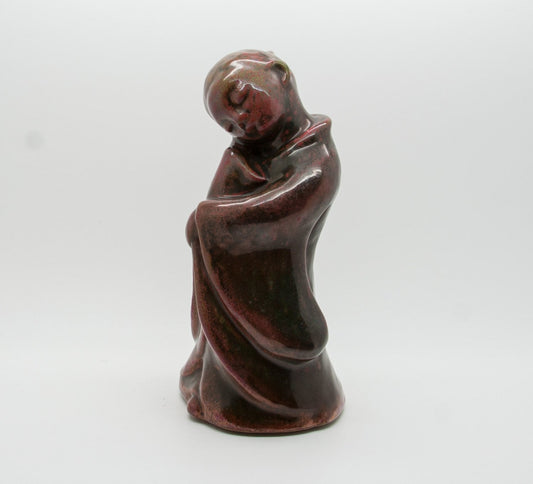 GERTRUD KUDIELKA L. Hjorth Deep Red & Brown Glazed Oriental Woman Stoneware Sculpture Mollaris.com
