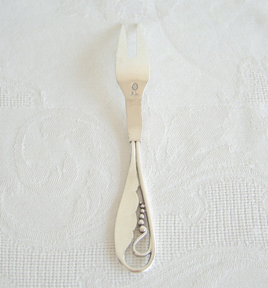 Georg Jensen Blossom Pattern #42 Solid Silver (830S) Cold Cuts Fork Mollaris.com