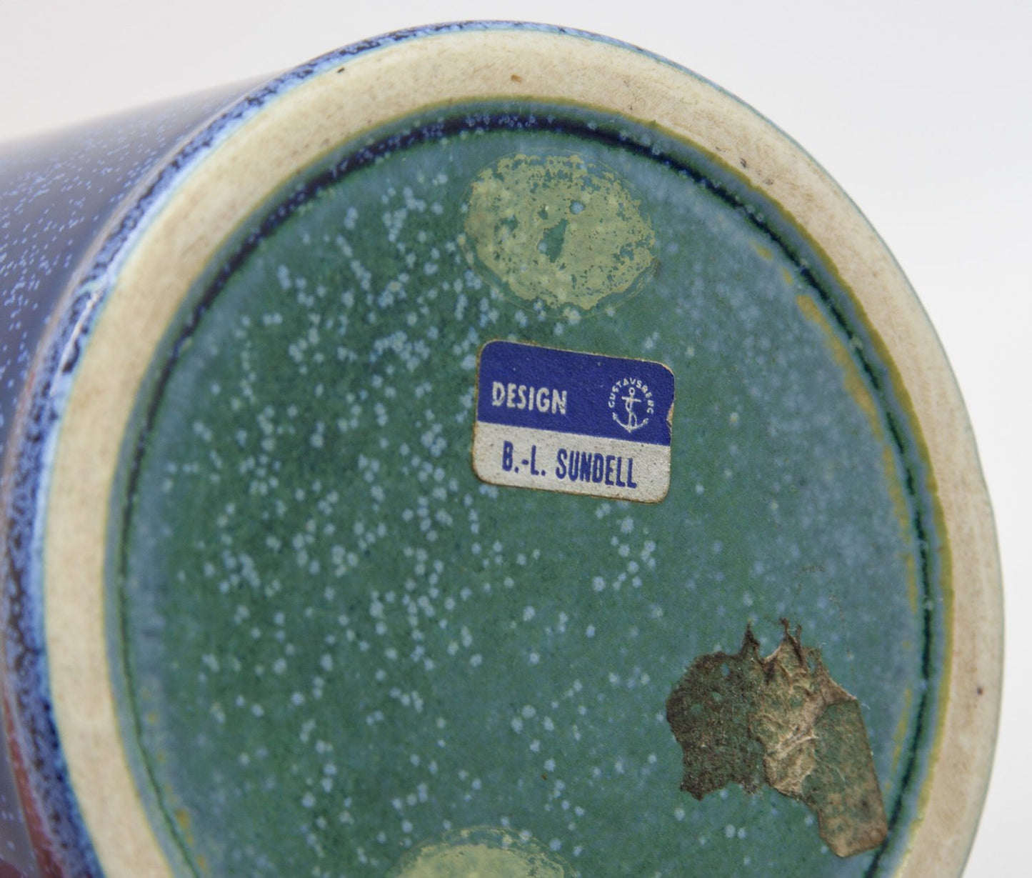 Gustavsberg BRITT LOUISE SUNDELL Blue Crystal Glazed Stoneware Vase Mollaris.com
