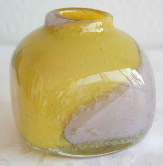 HANNA HELLUM Randsfjord Square Yellow White Glass Vase Mollaris.com