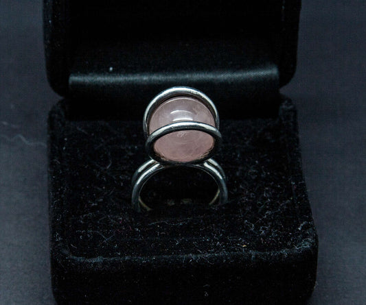 HENNING ULRICHSEN Modernist Rose Quartz Ball Solid Sterling Silver (925S) Ring Mollaris.com