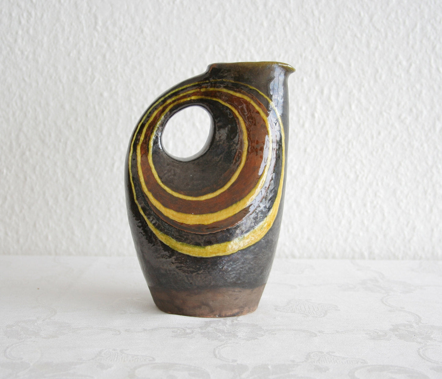 HENRY CLANTE Studio Yellow Black Glazed Ceramic Flask Vase Mollaris.com