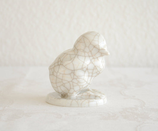 HEUBACH White Glazed Craquelure Porcelain Chick Figurine Mollaris.com
