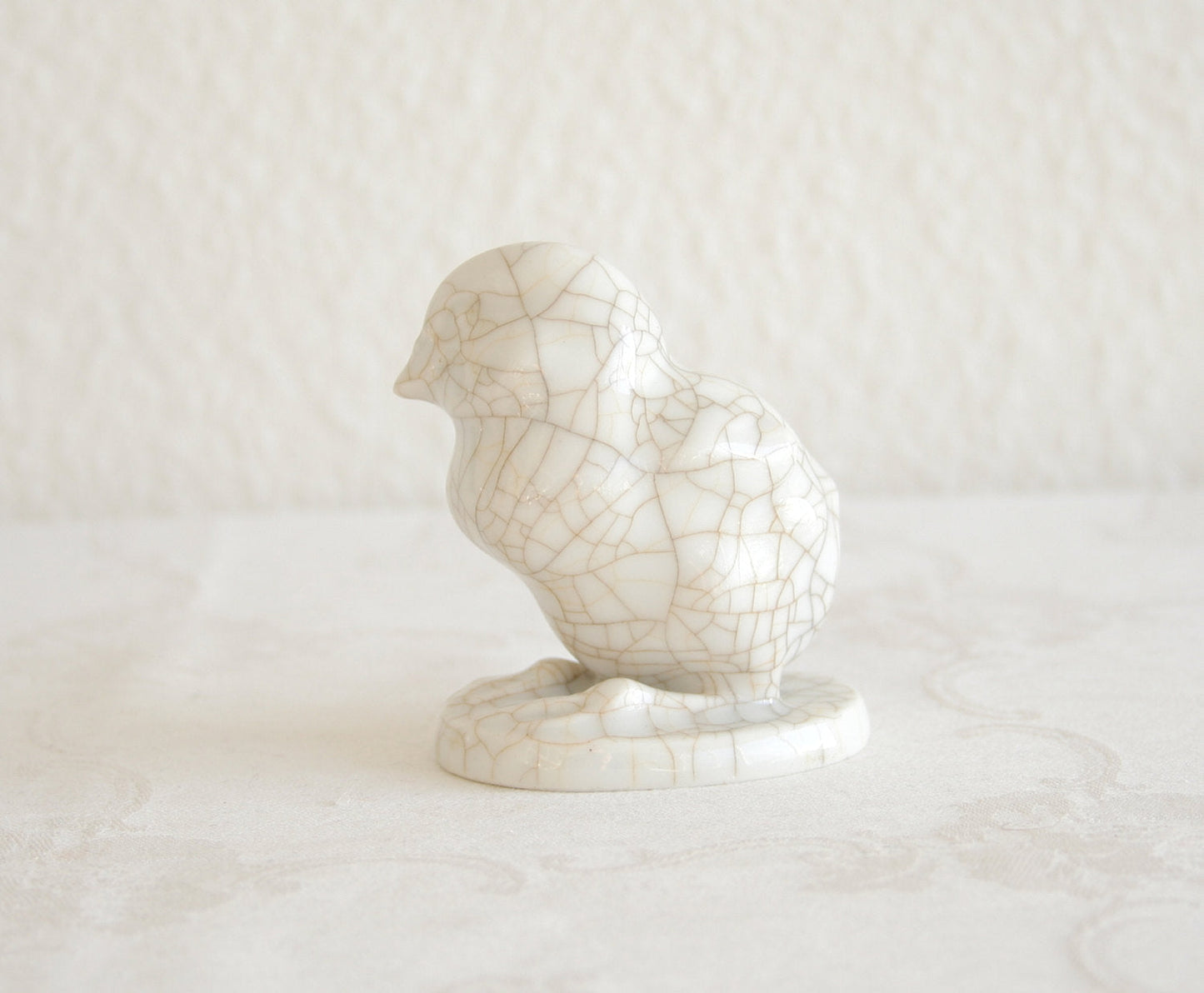HEUBACH White Glazed Craquelure Porcelain Chick Figurine Mollaris.com