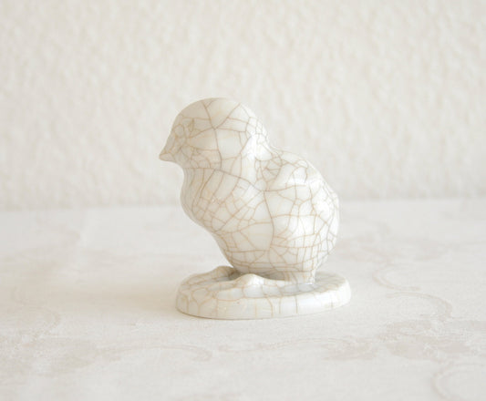 HEUBACH White Glazed Craquelure Porcelain Chick Figurine Mollaris.com