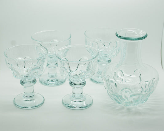 Holmegaard 150th Anniversary BANQUET Set Decanter + 4 Wine Crystal Glass Goblets Mollaris.com