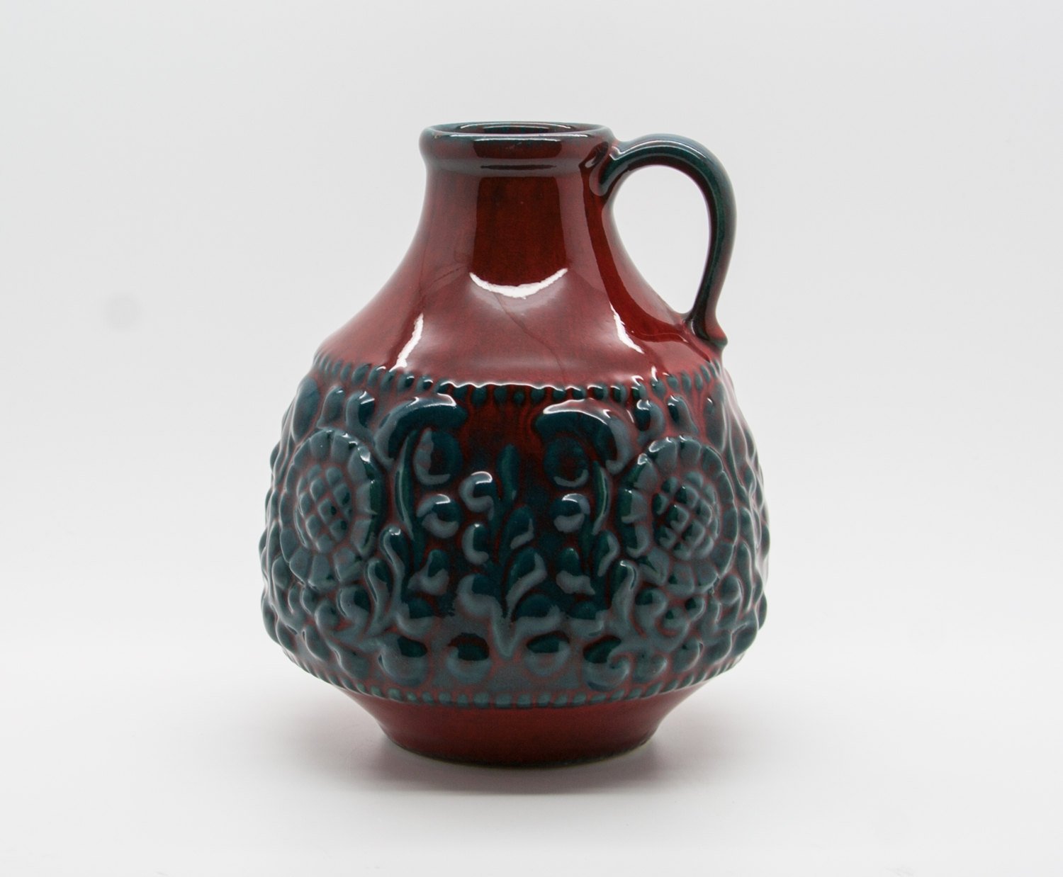 JASBA Red and Green Glazed Fat Lava Ceramic Vase Mollaris.com 