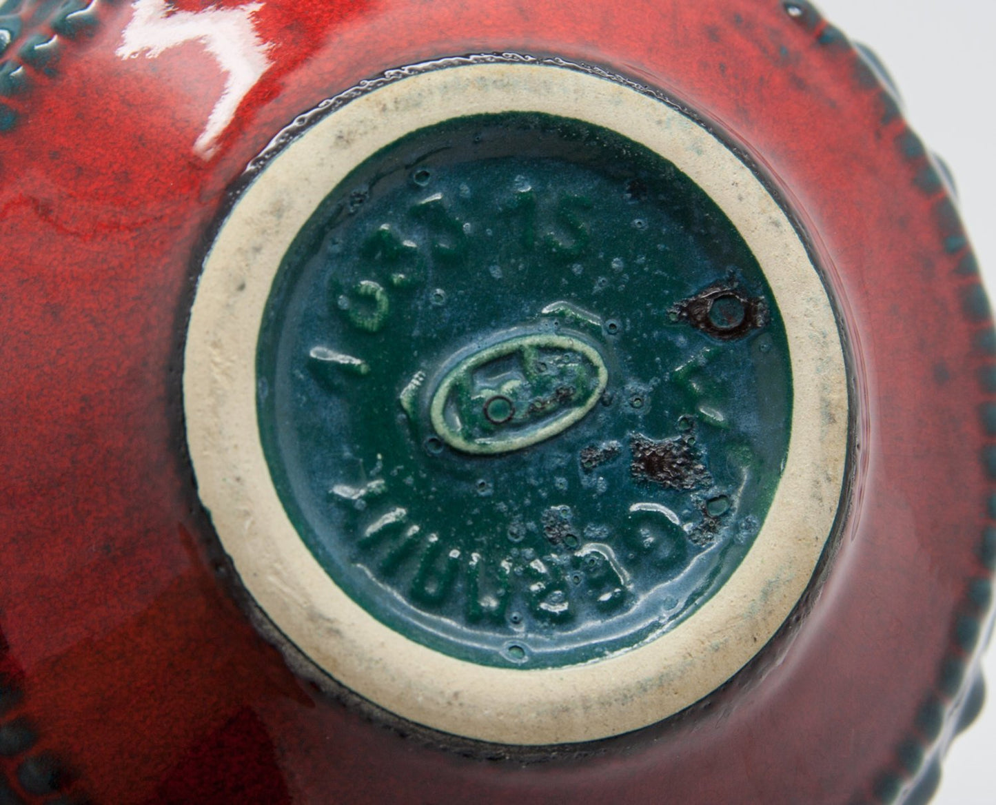 JASBA Red and Green Glazed Fat Lava Ceramic Vase Mollaris.com