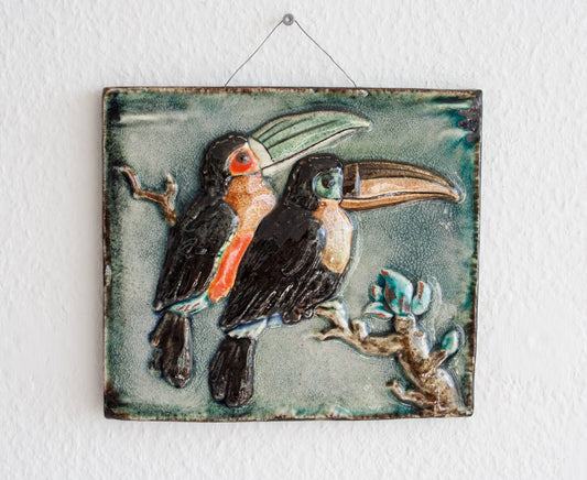 KARLSRUHE Majolica Colorful Toucan Wall Plaque Mollaris.com