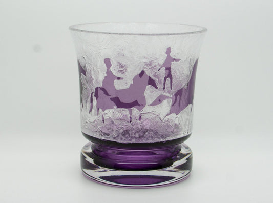 Kosta OVE SANDEBERG Horses and People Cameo Acid Etched Glass Vase Mollaris.com
