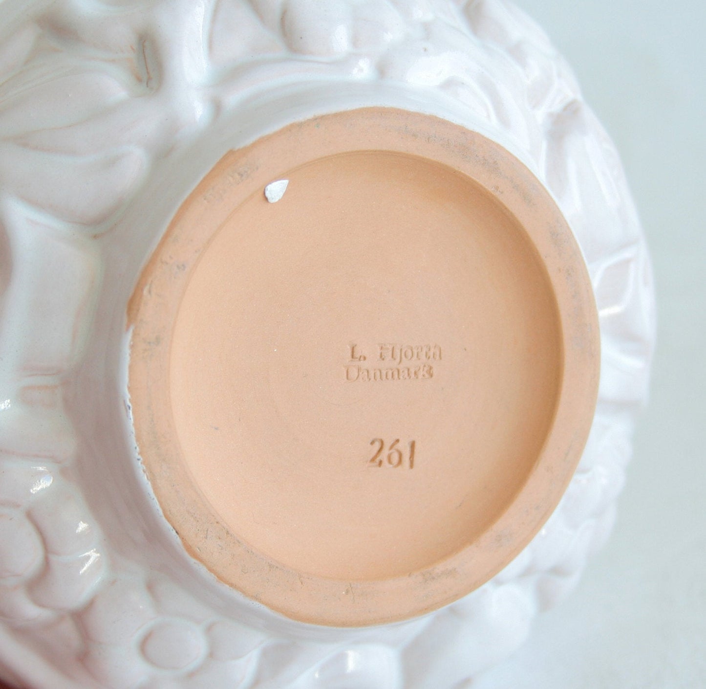 L. HJORTH Round White Glazed Openwork Ceramic Lidded Box Mollaris.com
