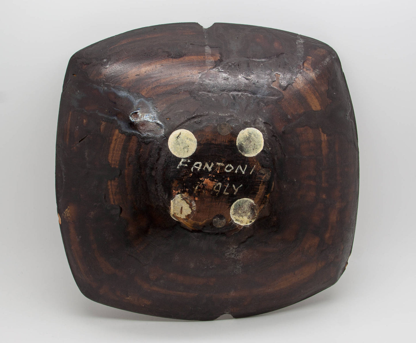 MARCELLO FANTONI Orange Brown Glazed Stoneware Tray Bowl Mollaris.com