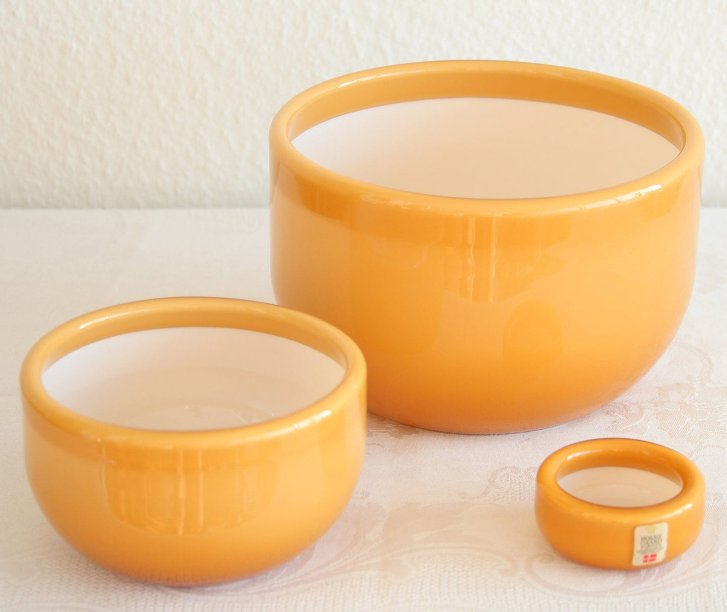 MICHAEL BANG Kastrup Holmegaard PALET Caramel (Umbria) Cased Glass Bowl Set Mollaris.com