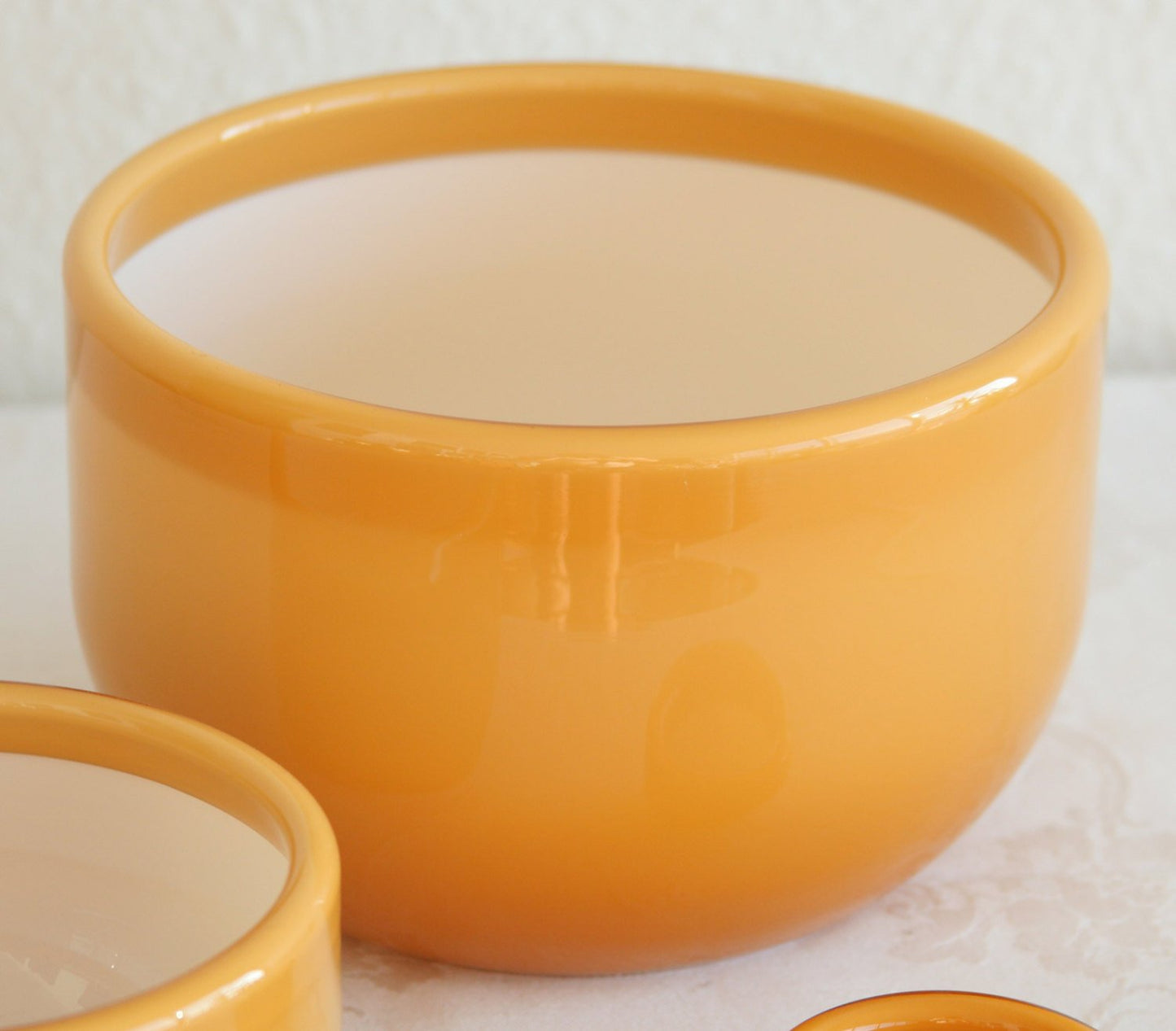 MICHAEL BANG Kastrup Holmegaard PALET Caramel (Umbria) Cased Glass Bowl Set Mollaris.com