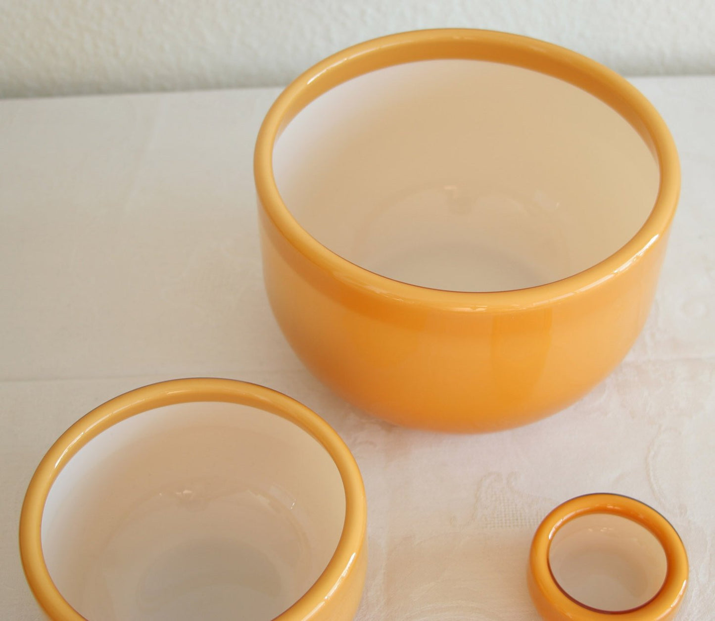 MICHAEL BANG Kastrup Holmegaard PALET Caramel (Umbria) Cased Glass Bowl Set Mollaris.com