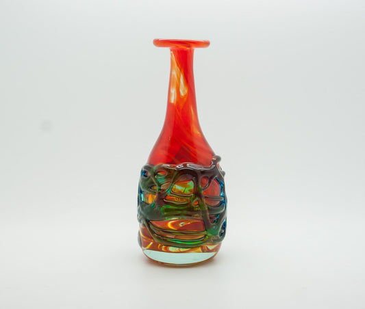 MICHAEL HARRIS Mdina Studio Orange Green Blue Webbed Glass Vase Mollaris.com