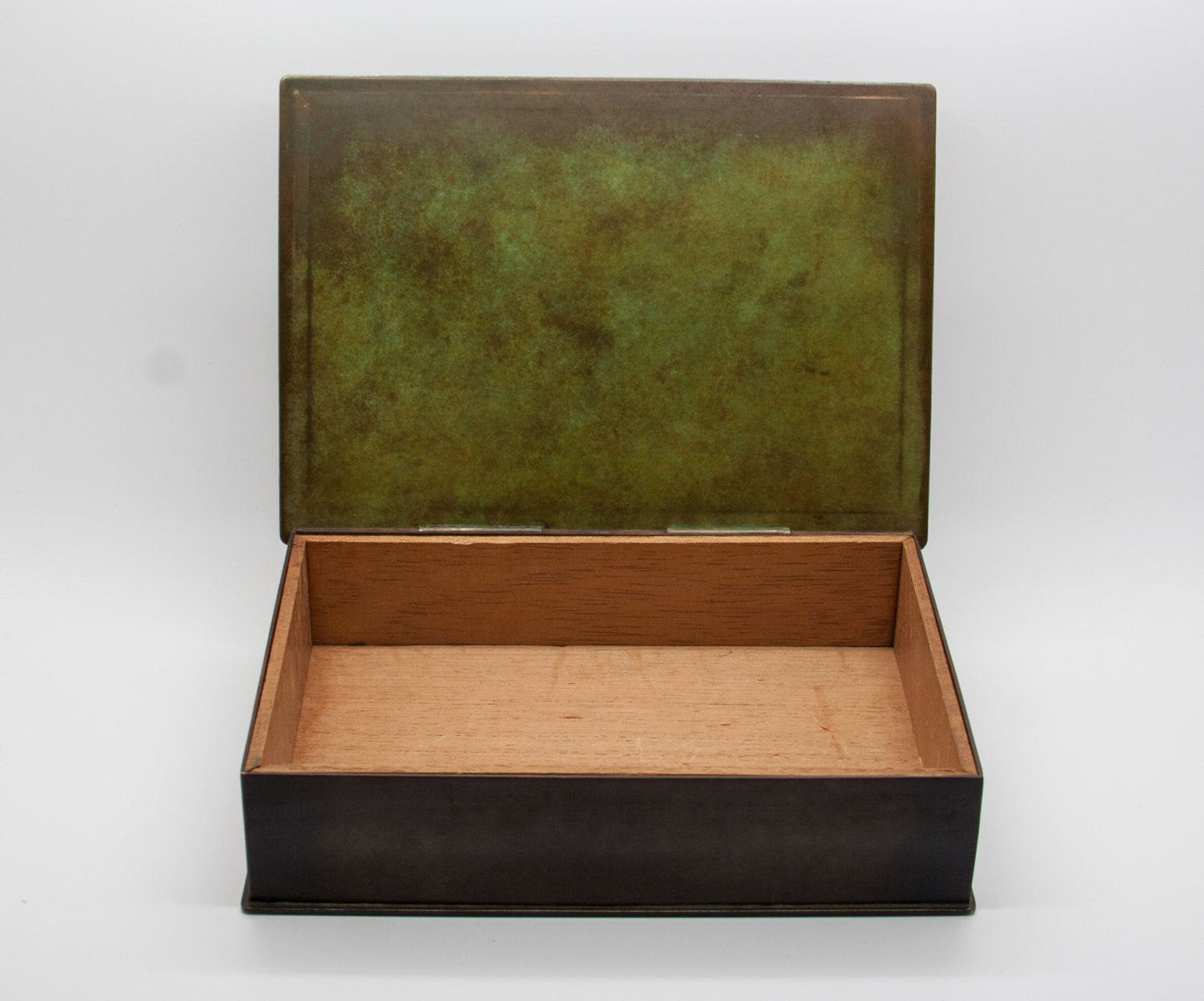 Modernist Brass Inlaid Deer Bronze Cigar Box Mollaris.com