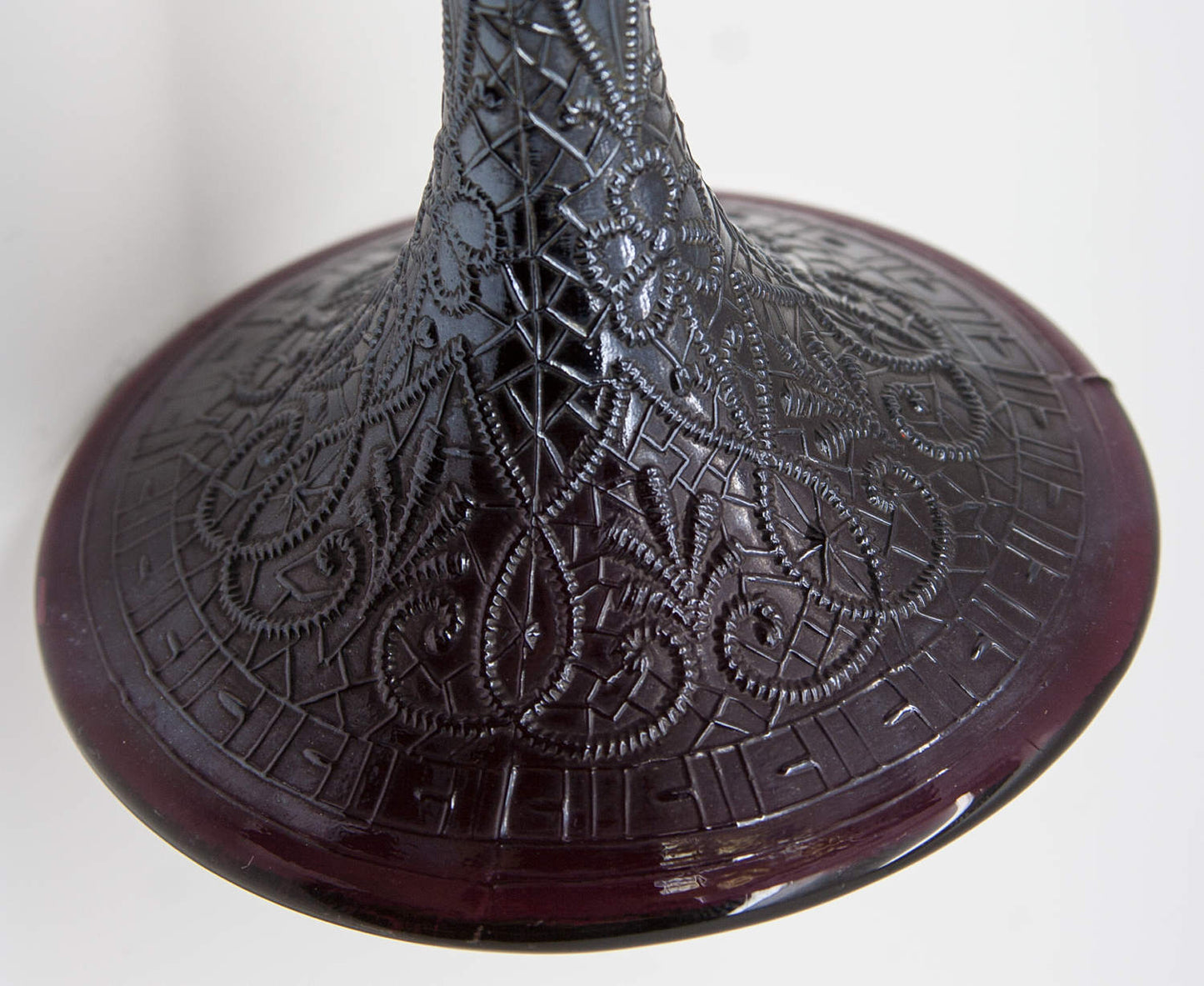 NORTHWOOD Carnival Glass Dark Amethyst Purple HEARTS and FLOWERS Compote Mollaris.com