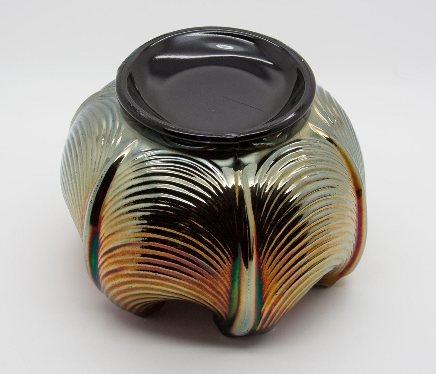 NORTHWOOD Carnival Glass Purple Amethyst DRAPERY Rose Bowl Rosebowl Mollaris.com