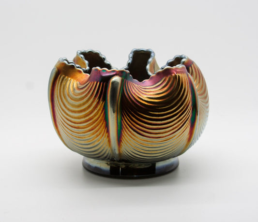 NORTHWOOD Carnival Glass Purple Amethyst DRAPERY Rose Bowl Rosebowl Mollaris.com