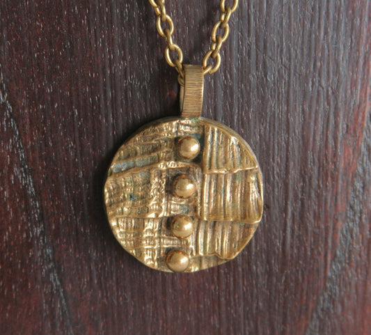 PENTTI SARPANEVA Modernist Brutalist Bronze Necklace Pendant Mollaris.com