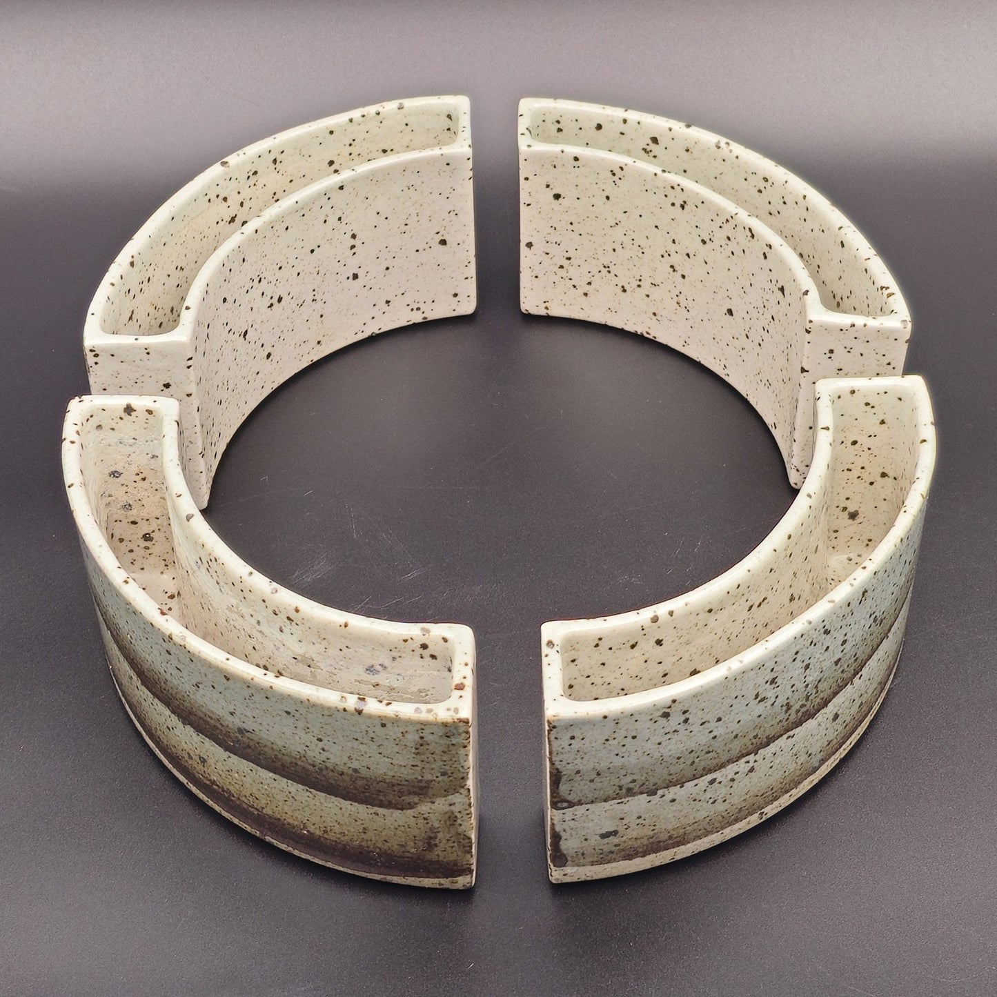 PER LINNEMANN SCHMIDT Palshus White Black Speckled Glazed Stoneware Circular Quarter Vase Group Mollaris.com
