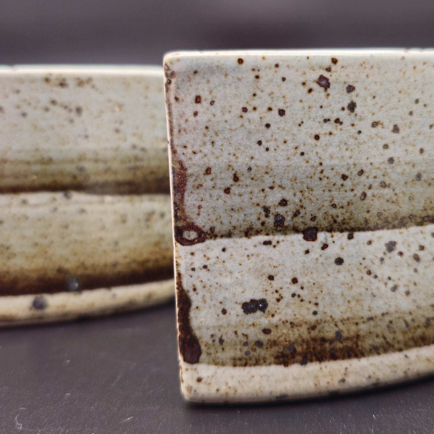 PER LINNEMANN SCHMIDT Palshus White Black Speckled Glazed Stoneware Circular Quarter Vase Group Mollaris.com