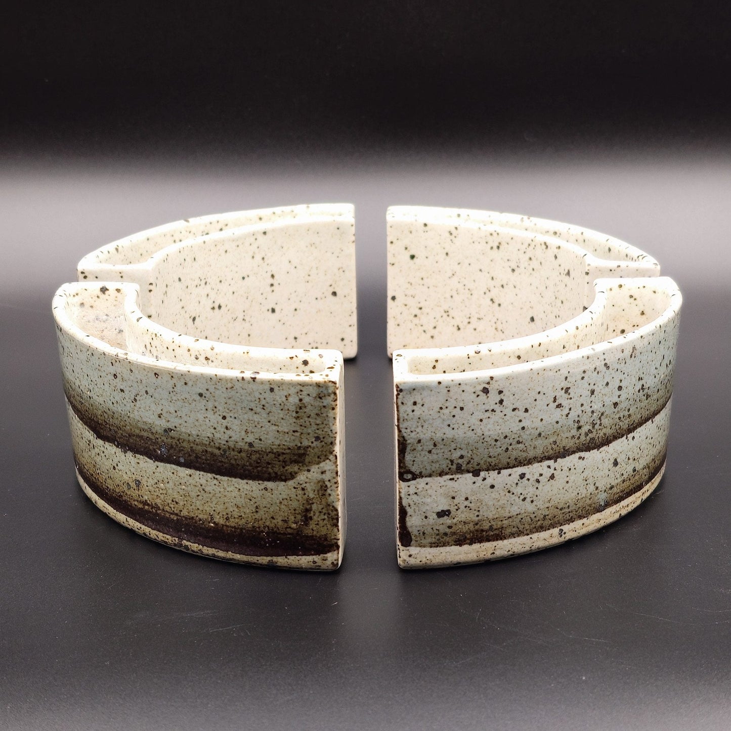 PER LINNEMANN SCHMIDT Palshus White Black Speckled Glazed Stoneware Circular Quarter Vase Group Mollaris.com