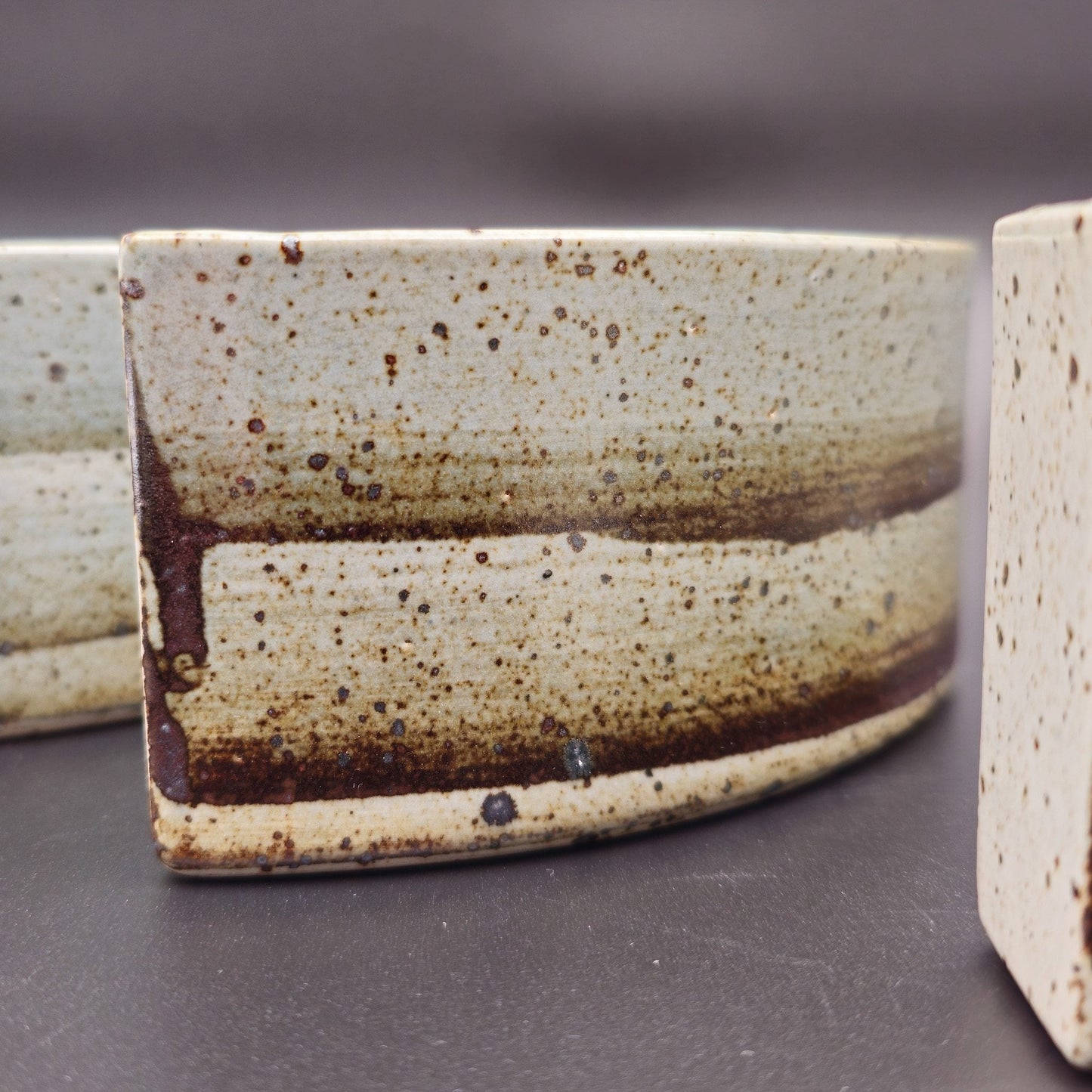 PER LINNEMANN SCHMIDT Palshus White Black Speckled Glazed Stoneware Circular Quarter Vase Group Mollaris.com