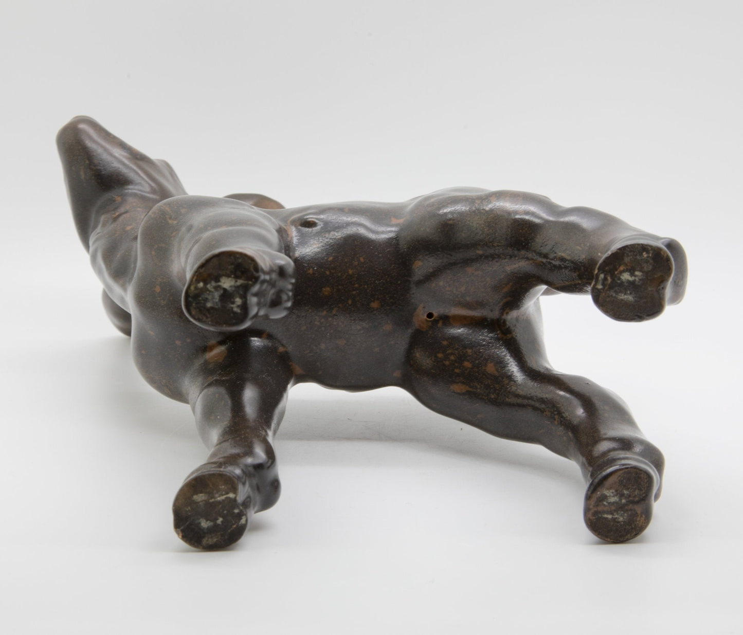 PETER HALD Brown Glazed Stoneware Fawn Sculpture Mollaris.com