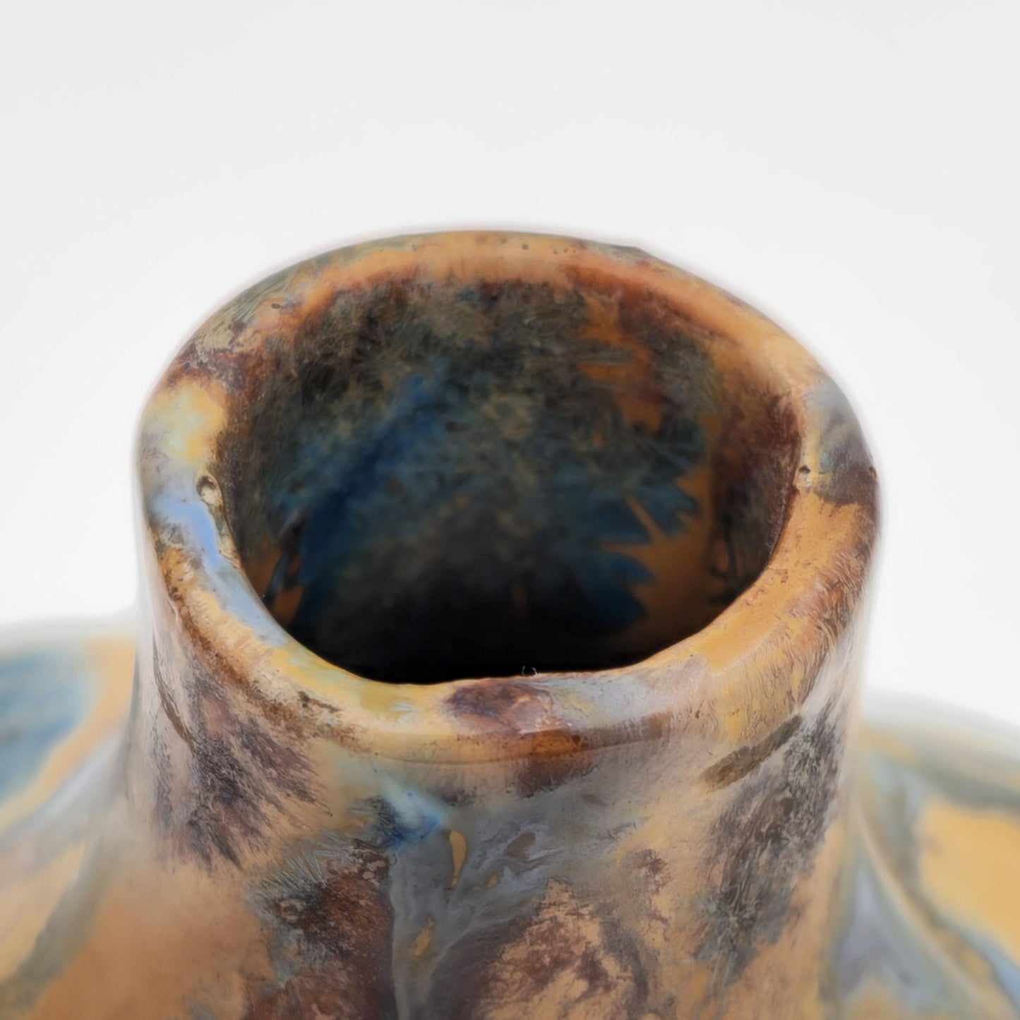 PIERRE-ADRIEN DALPAYRAT Small Ribbed Gourd Form Crystal Glazed Stoneware Vase Mollaris.com 