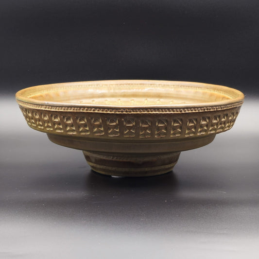 Bitossi ALDO LONDI Large ZINGO Pattern Olive Green Ceramic Bowl