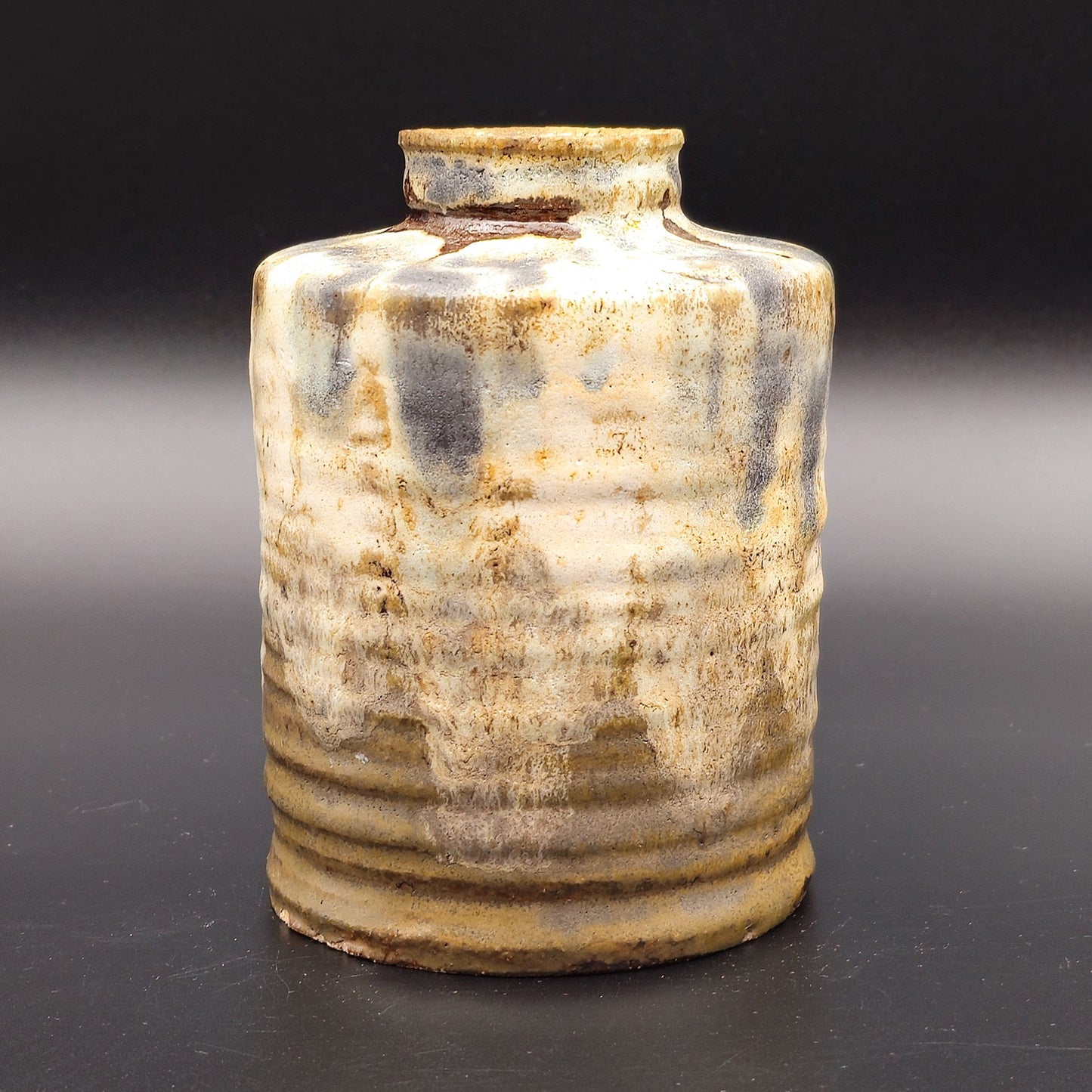 ARNE MÅRYD HÖGANÄS GREY BLUE BEIGE DRIP GLAZED STONEWARE VASE | 20TH CENTURY
