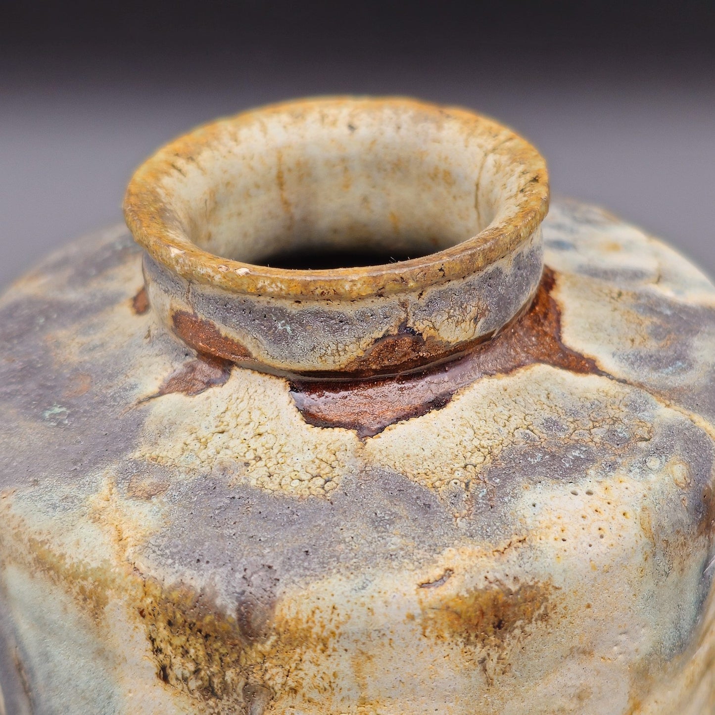 ARNE MÅRYD HÖGANÄS GREY BLUE BEIGE DRIP GLAZED STONEWARE VASE | 20TH CENTURY