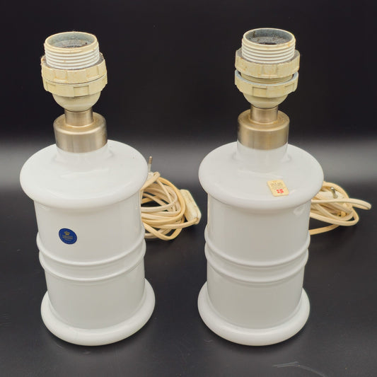 A PAIR OF SIDSE WERNER HOLMEGAARD / ROYAL COPENHAGEN MINI APOTEKER WHITE OPAL GLASS TABLE LAMPS | LATE 20TH CENTURY